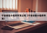 宁波微信小程序开发公司（宁波分销小程序开发）