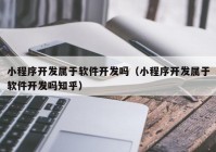 小程序开发属于软件开发吗（小程序开发属于软件开发吗知乎）